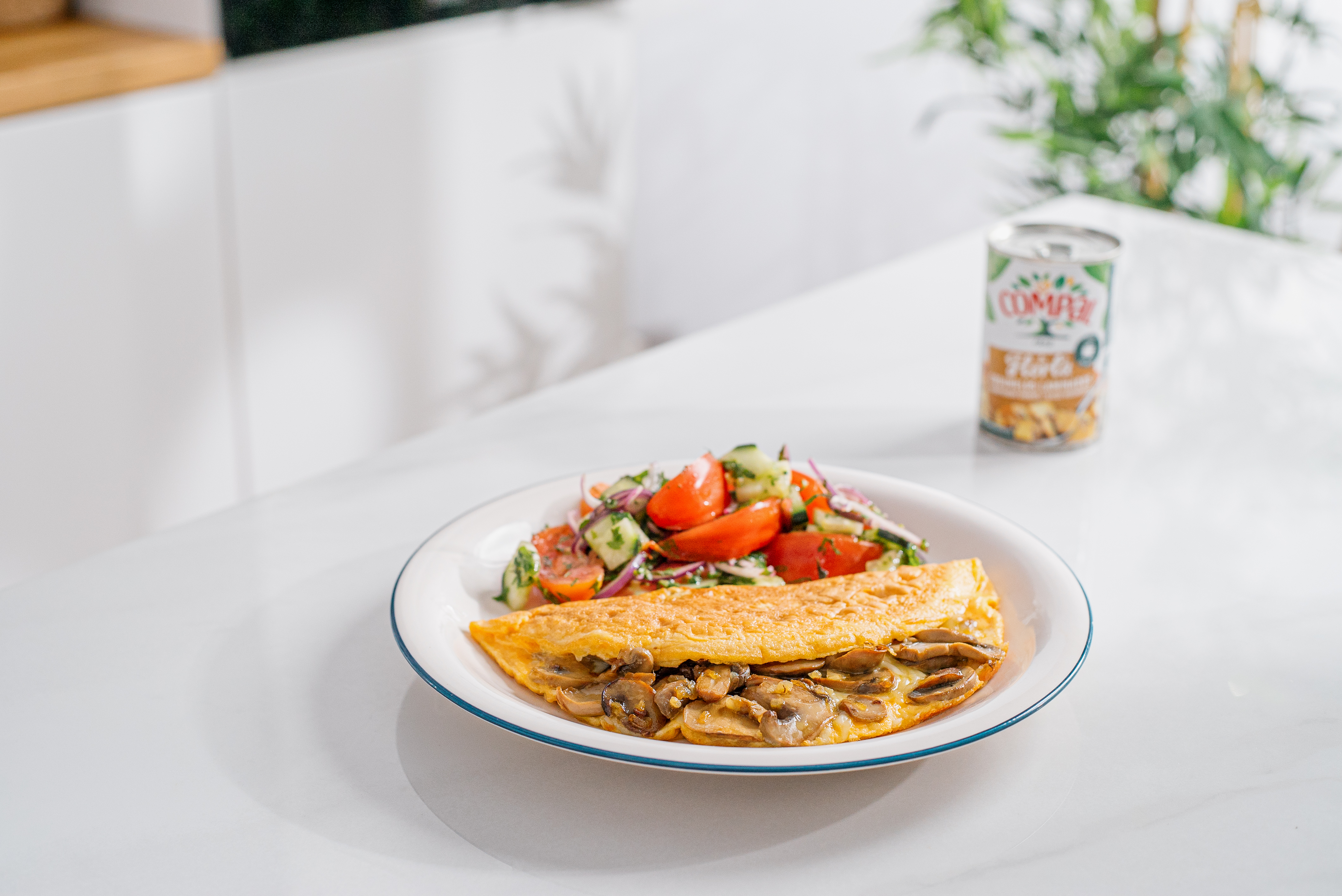 Omelete de cogumelos laminados