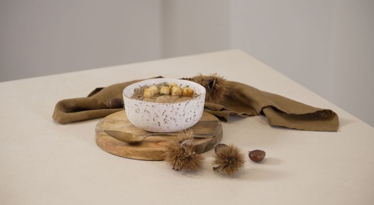 Receita de Sopa de Castanhas e Cogumelos