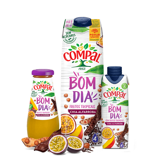 Sumos e Néctares Bom dia Frutos tropicais chia alfarroba